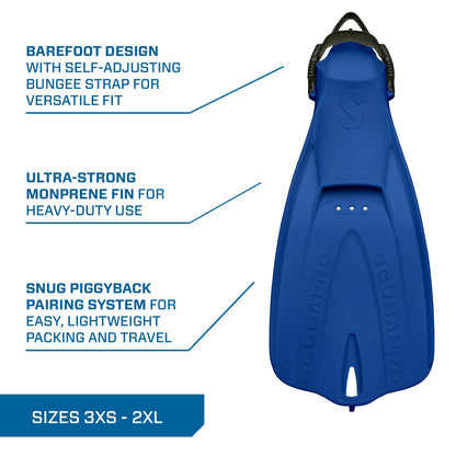 SCUBAPRO GO Travel Scuba Diving Fin for Snorkeling and Swimming, Open Heel Strap