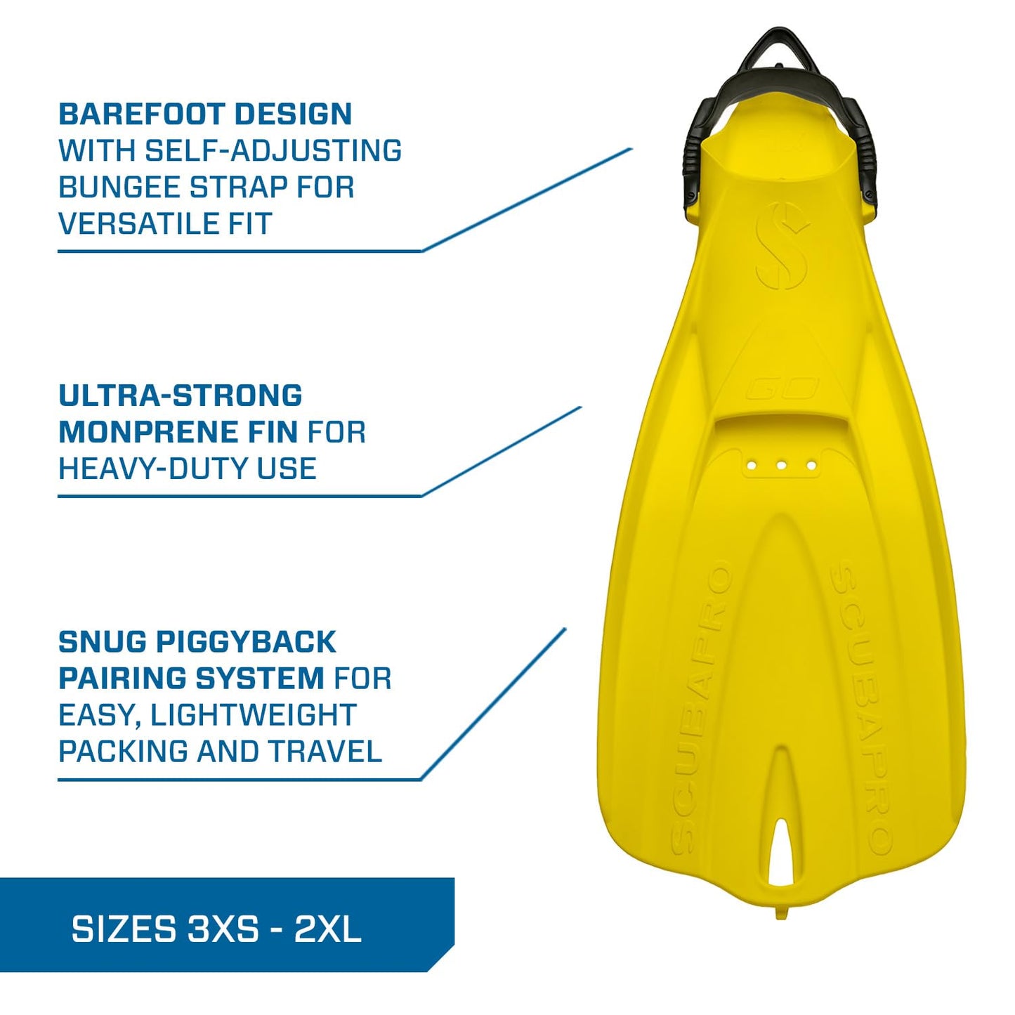 SCUBAPRO GO Travel Scuba Diving Fin for Snorkeling and Swimming, Open Heel Strap