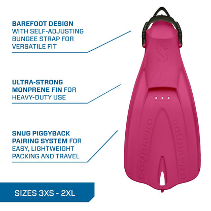 SCUBAPRO GO Travel Scuba Diving Fin for Snorkeling and Swimming, Open Heel Strap