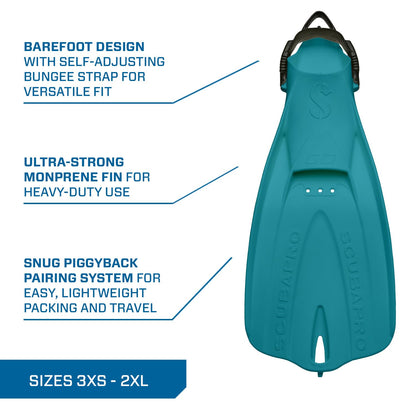 SCUBAPRO GO Travel Scuba Diving Fin for Snorkeling and Swimming, Open Heel Strap