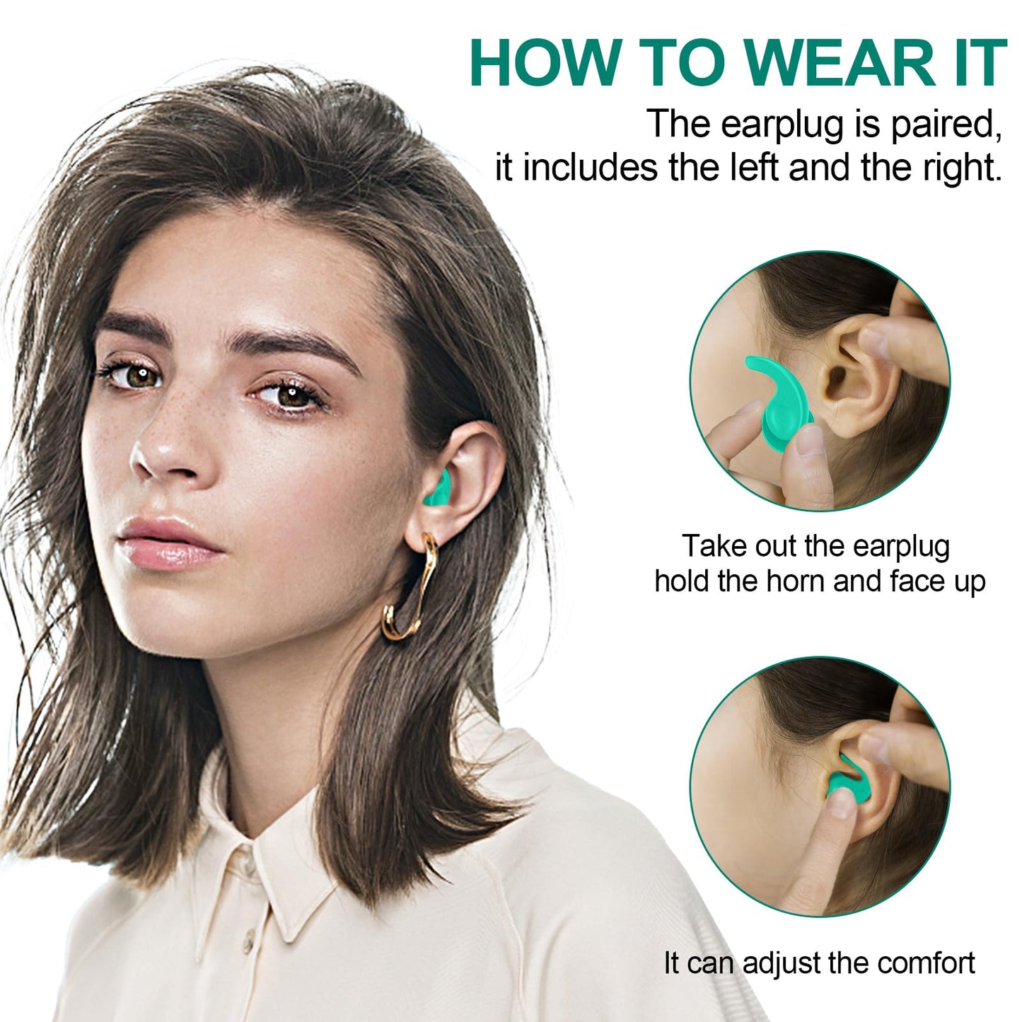 Swimming Ear Plugs for Adults,3 Pairs Waterproof Reusable Silicone Swim Earplugs for Swimming Surfing Snorkeling Showering and Water Pool,Beach,Ocean (Adults & Teens 14+)
