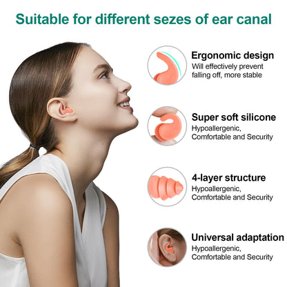 Swimming Ear Plugs for Adults,3 Pairs Waterproof Reusable Silicone Swim Earplugs for Swimming Surfing Snorkeling Showering and Water Pool,Beach,Ocean (Adults & Teens 14+)
