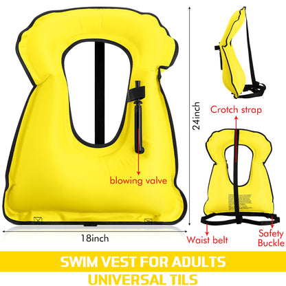 Jerify 4 Pcs Inflatable Swim Vest for Adults Portable Swim Vest Jackets Adjustable Diving Jackets for Adult Swimming Diving