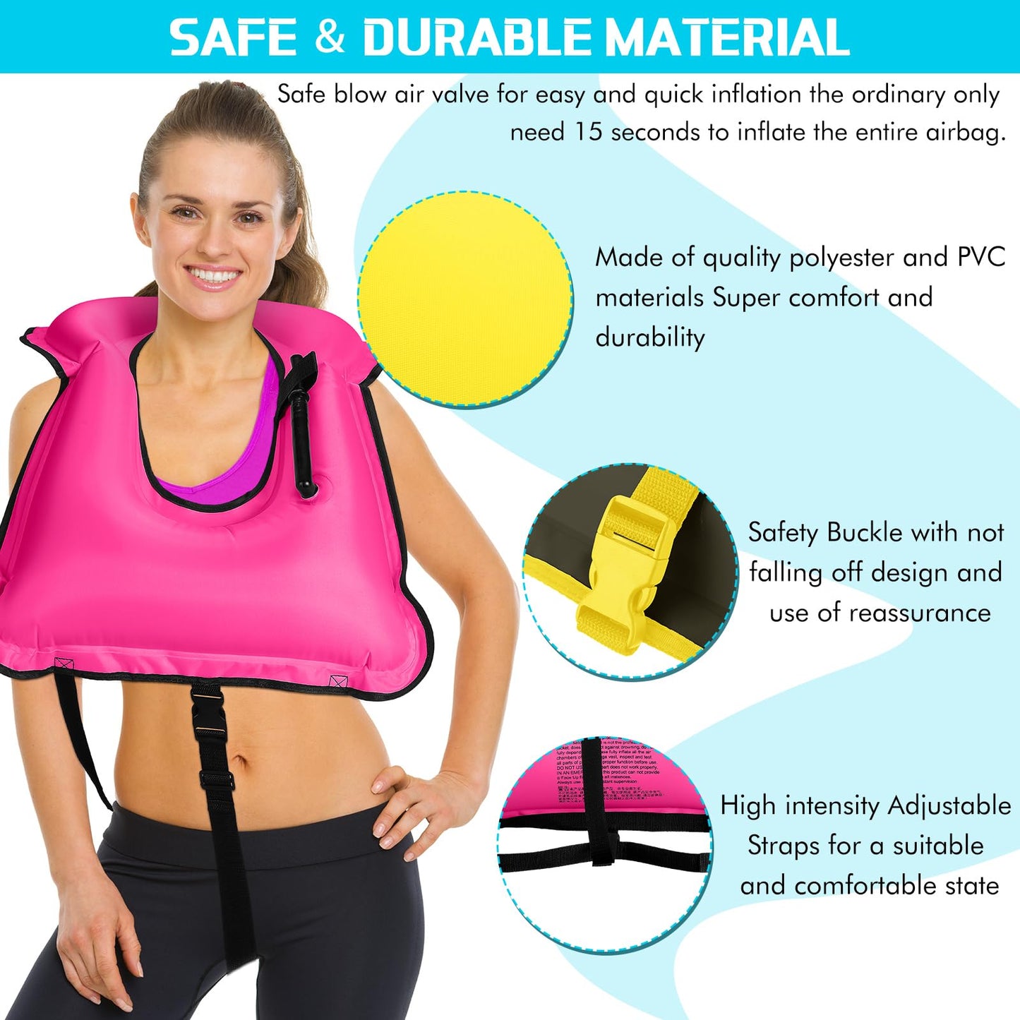 Jerify 4 Pcs Inflatable Swim Vest for Adults Portable Swim Vest Jackets Adjustable Diving Jackets for Adult Swimming Diving