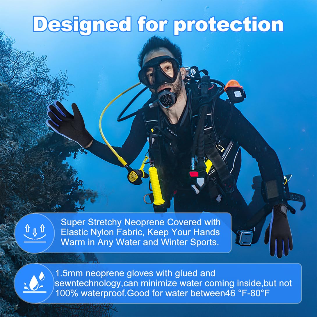 Micosuza Neoprene 1.5mm Five Finger Dive Gloves