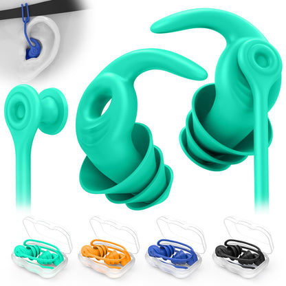 Swimming Ear Plugs for Adults,3 Pairs Waterproof Reusable Silicone Swim Earplugs for Swimming Surfing Snorkeling Showering and Water Pool,Beach,Ocean (Adults & Teens 14+)