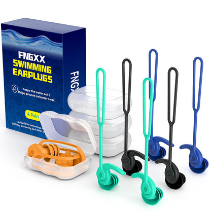 Swimming Ear Plugs for Adults,3 Pairs Waterproof Reusable Silicone Swim Earplugs for Swimming Surfing Snorkeling Showering and Water Pool,Beach,Ocean (Adults & Teens 14+)