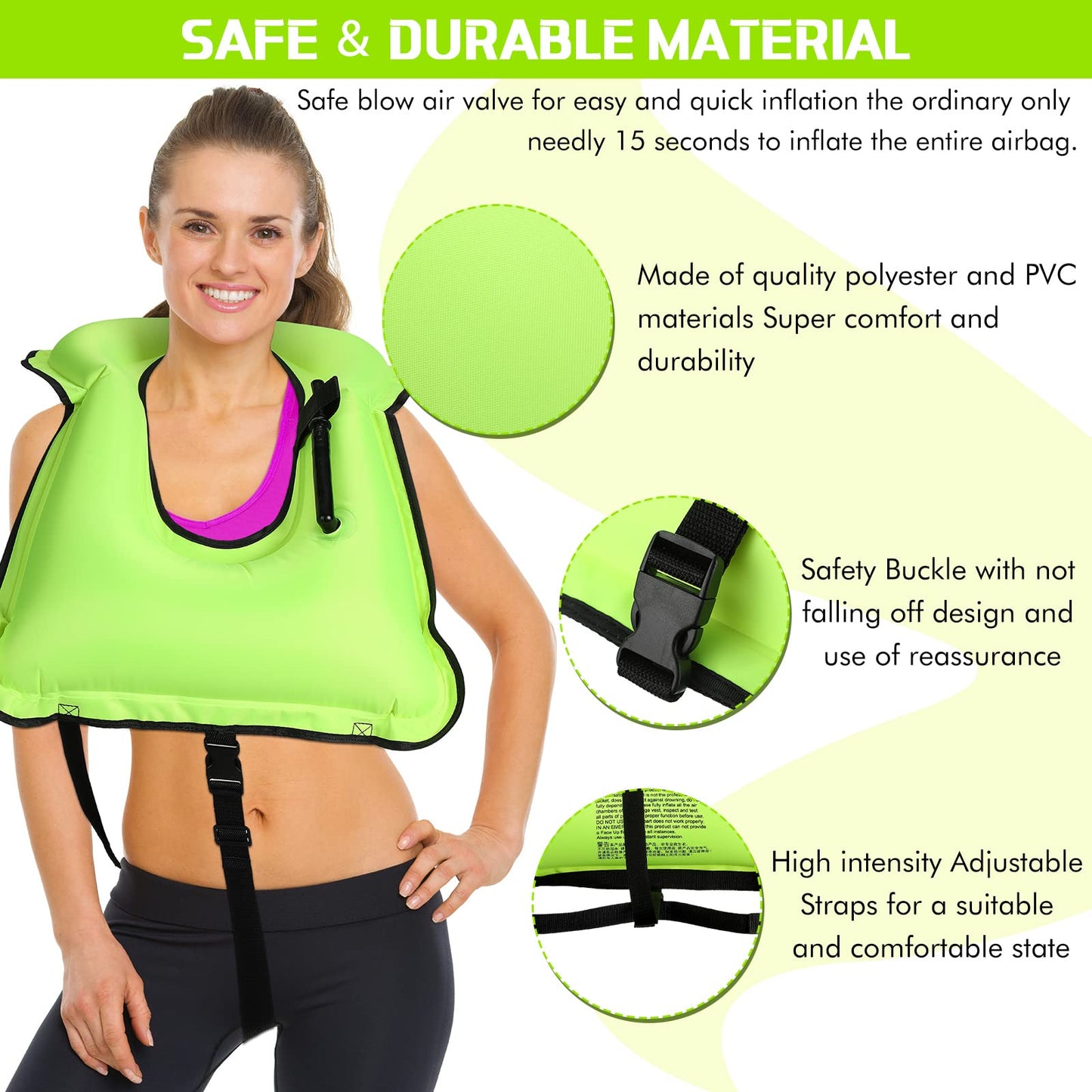 Jerify 4 Pcs Inflatable Swim Vest for Adults Portable Swim Vest Jackets Adjustable Diving Jackets for Adult Swimming Diving