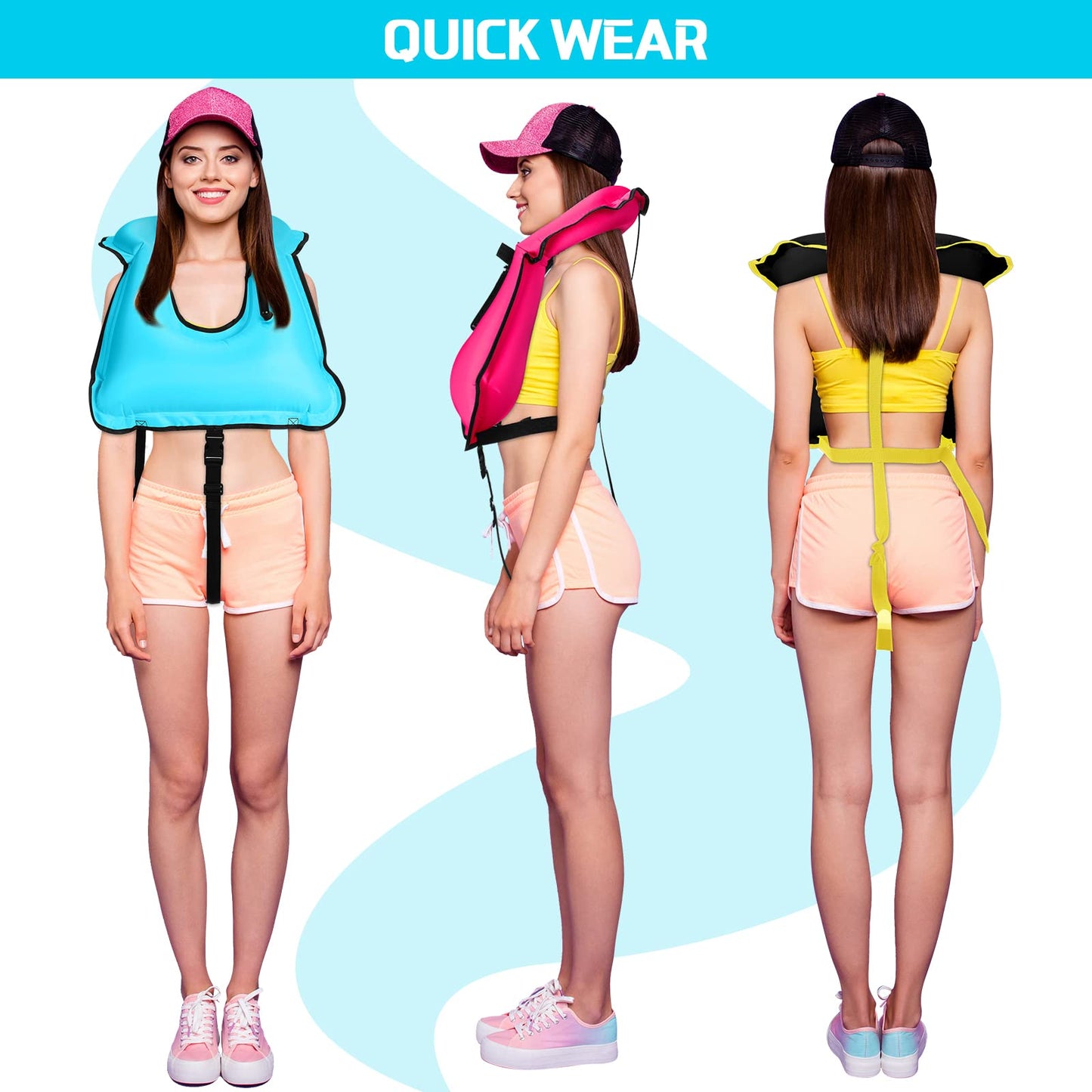 Jerify 4 Pcs Inflatable Swim Vest for Adults Portable Swim Vest Jackets Adjustable Diving Jackets for Adult Swimming Diving