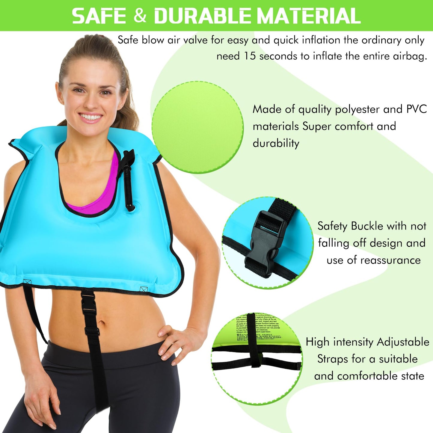 Jerify 4 Pcs Inflatable Swim Vest for Adults Portable Swim Vest Jackets Adjustable Diving Jackets for Adult Swimming Diving