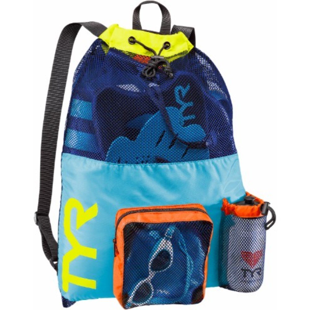 TYR Big Mesh Mummy Backpack For Wet Swimming, Gym, and Workout Gear, Pink