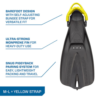 SCUBAPRO GO Travel Scuba Diving Fin for Snorkeling and Swimming, Open Heel Strap