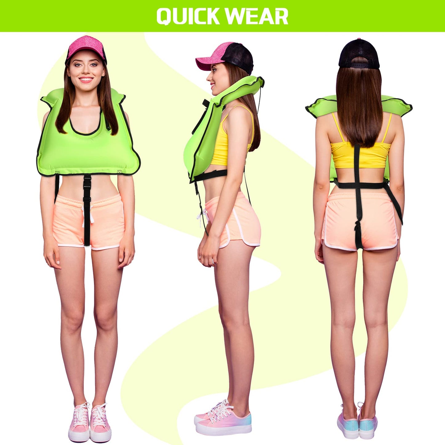 Jerify 4 Pcs Inflatable Swim Vest for Adults Portable Swim Vest Jackets Adjustable Diving Jackets for Adult Swimming Diving