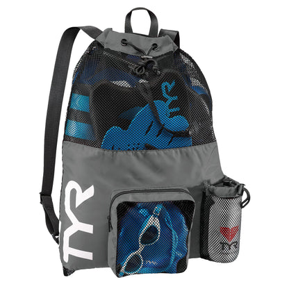 TYR Big Mesh Mummy Backpack For Wet Swimming, Gym, and Workout Gear, Pink