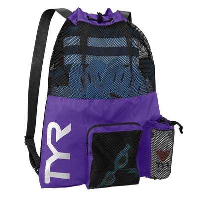 TYR Big Mesh Mummy Backpack For Wet Swimming, Gym, and Workout Gear, Pink
