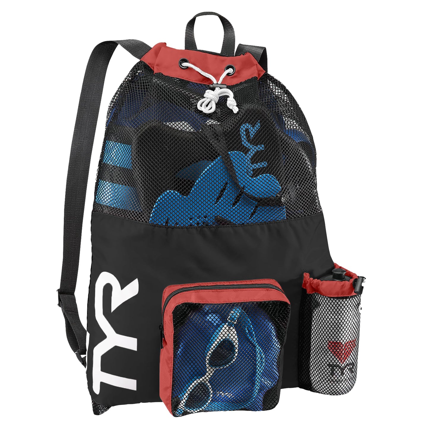TYR Big Mesh Mummy Backpack For Wet Swimming, Gym, and Workout Gear, Pink