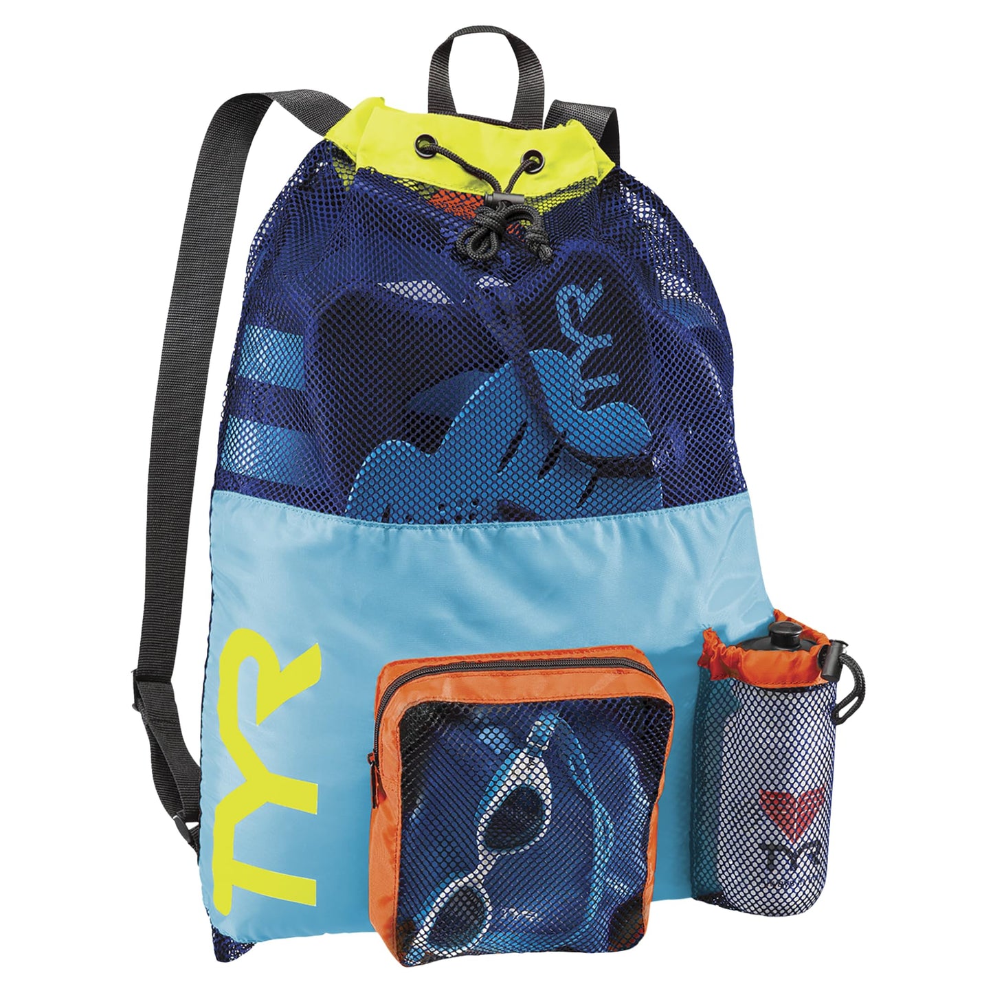 TYR Big Mesh Mummy Backpack For Wet Swimming, Gym, and Workout Gear, Pink