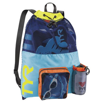 TYR Big Mesh Mummy Backpack For Wet Swimming, Gym, and Workout Gear, Pink