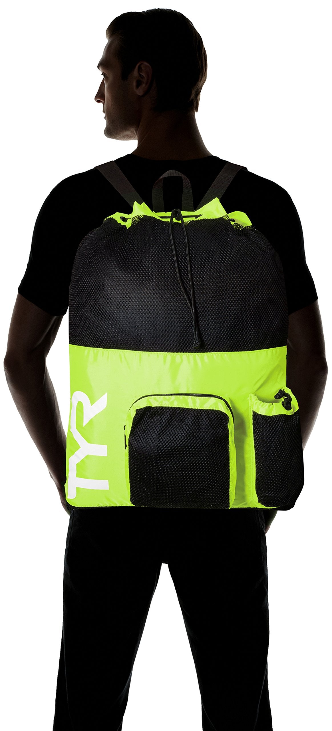 TYR Big Mesh Mummy Backpack For Wet Swimming, Gym, and Workout Gear, Pink