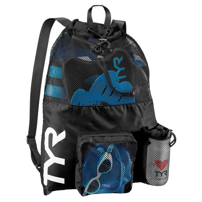 TYR Big Mesh Mummy Backpack For Wet Swimming, Gym, and Workout Gear, Pink