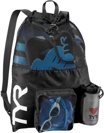TYR Big Mesh Mummy Backpack For Wet Swimming, Gym, and Workout Gear, Pink