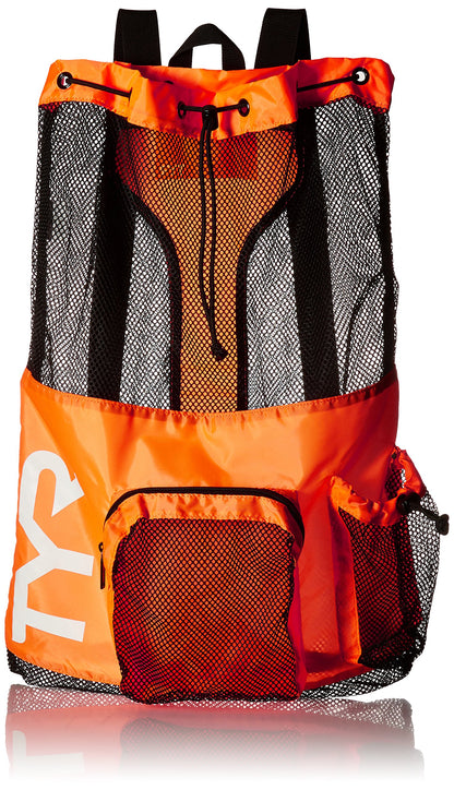 TYR Big Mesh Mummy Backpack For Wet Swimming, Gym, and Workout Gear, Pink