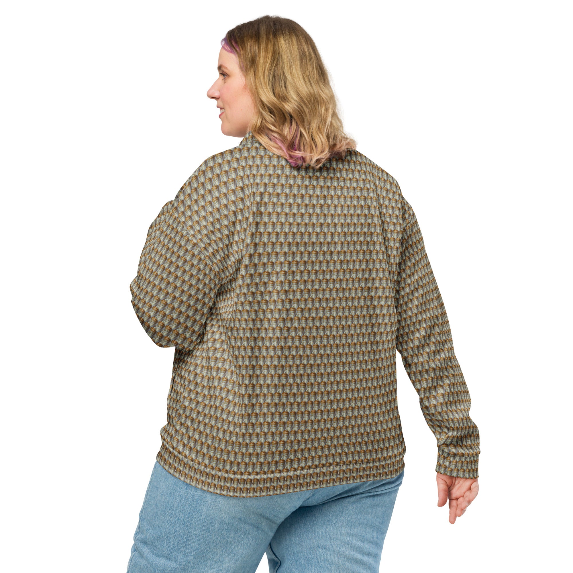 Gold Banded Unisex Bomber Jacket – shellebrity